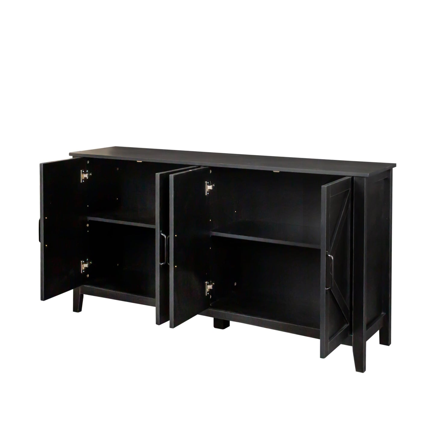 Cabinet with 4 doors and 4 open shelves freestanding sideboard in black by HouseOfZazla on Tampa Home & Garden Store
