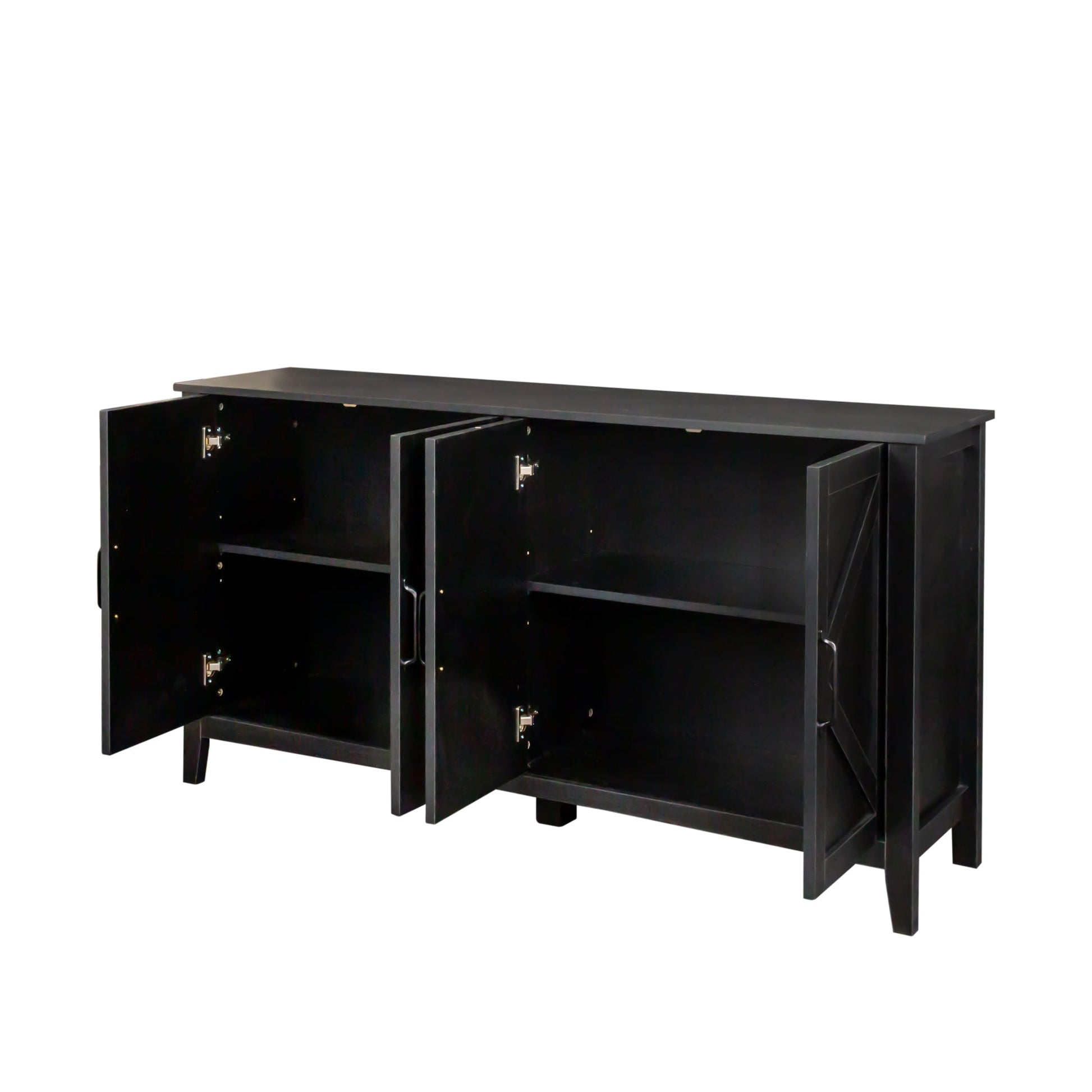 Cabinet with 4 doors and 4 open shelves freestanding sideboard in black by HouseOfZazla on Tampa Home & Garden Store