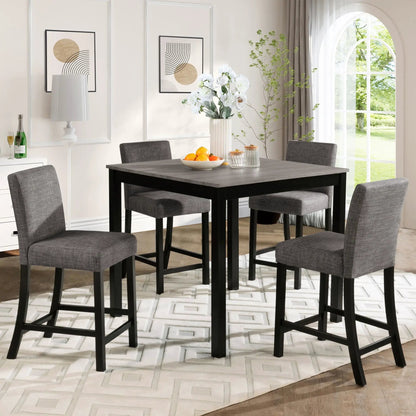 5 Piece Counter Height Table Set square table and 4 gray upholstered chairs on Tampa Home & Garden Store