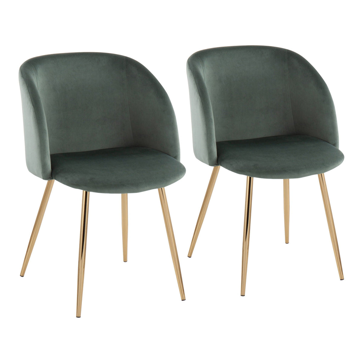 Contemporary Elegant Chair Set in dark green velvet with gold-tone legs, 2-pack on Tampa Home & Garden Store