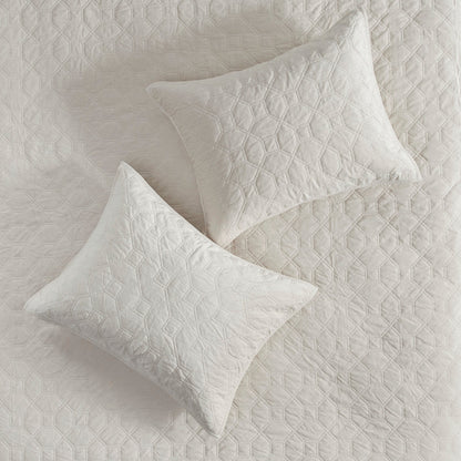 Ivory velvet quilt set by HouseOfZazla antimicrobial finish, king/cal king with matching shams on Tampa Home & Garden Store