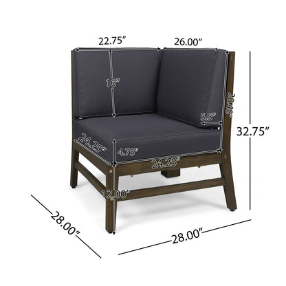 Perla Corner Chair with water-resistant cushions dark gray by HouseOfZazla, wooden frame on Tampa Home & Garden Store