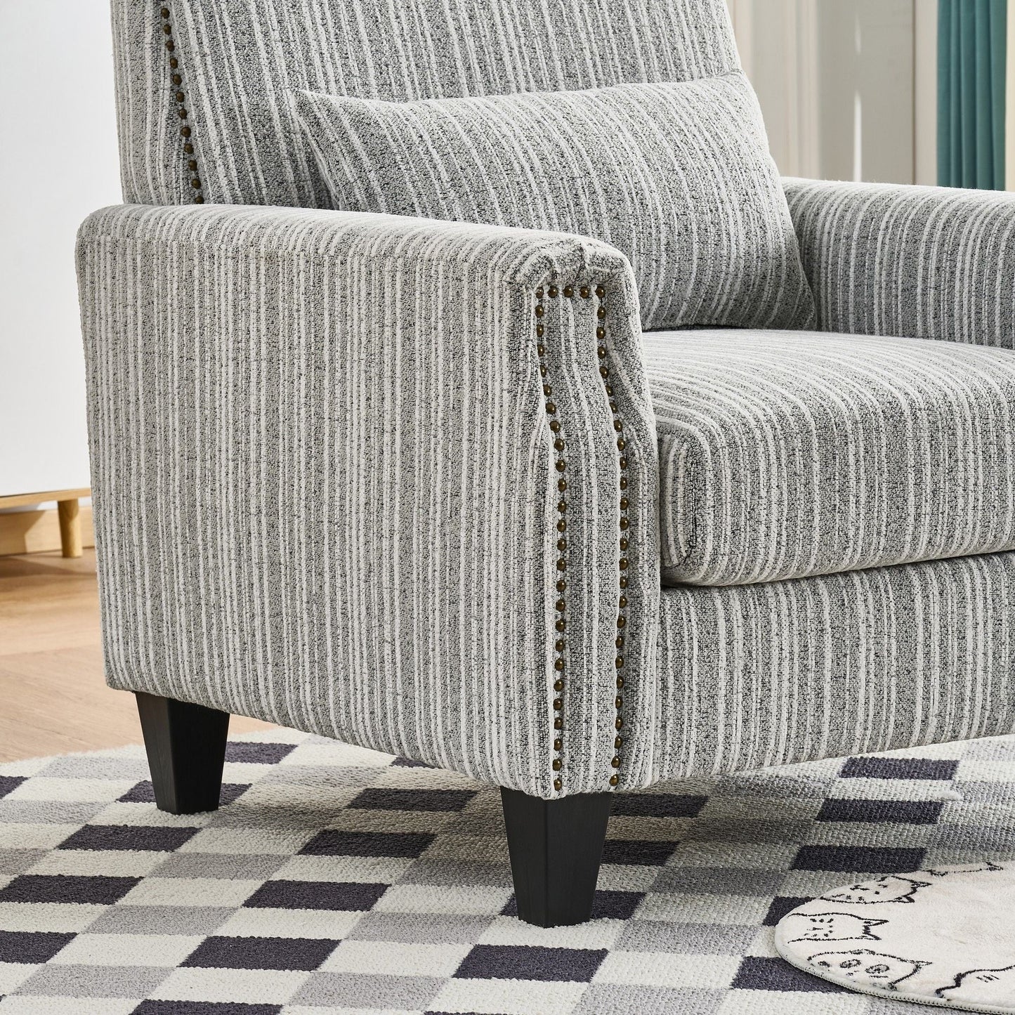 Comfy Upholstered Armchair And Wooden Frame