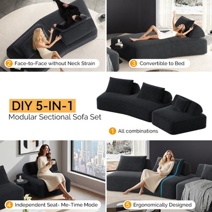 Modern Luxury Oversized Modular Sectional Sofa Set in dark charcoal fabric HouseOfZazla on Tampa Home & Garden Store