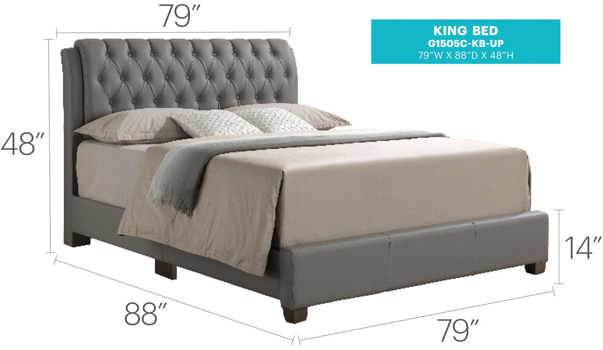 Tufted Upholstered Bed gray fabric with diamond tufted headboard king size HouseOfZazla on Tampa Home & Garden Store