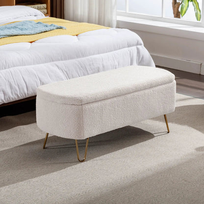 Storage Ottoman Bench with Faux Fur End of Bed