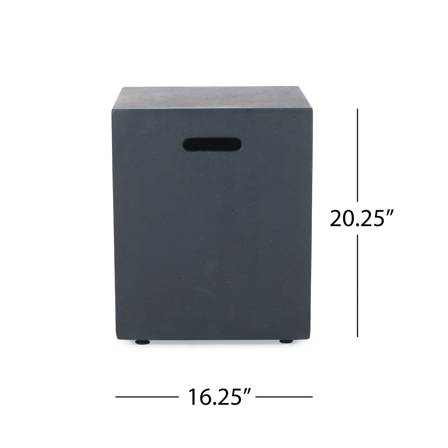 HouseOfZazla outdoor propane fire pit dark grey metal with tank holder, rectangular block on Tampa Home & Garden Store