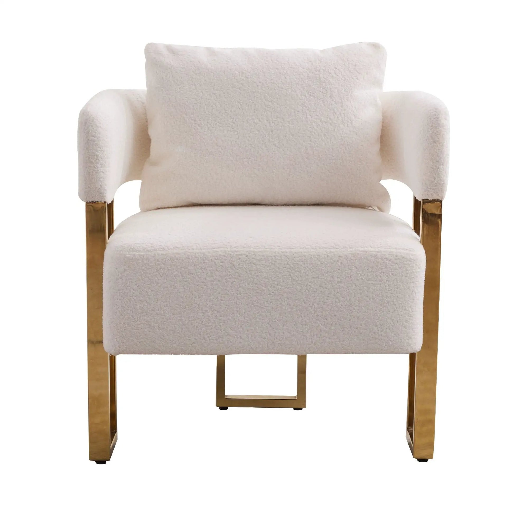 Modern teddy fleece upholstered chair with gold metal legs by Unique Piece Furniture on Tampa Home & Garden Store