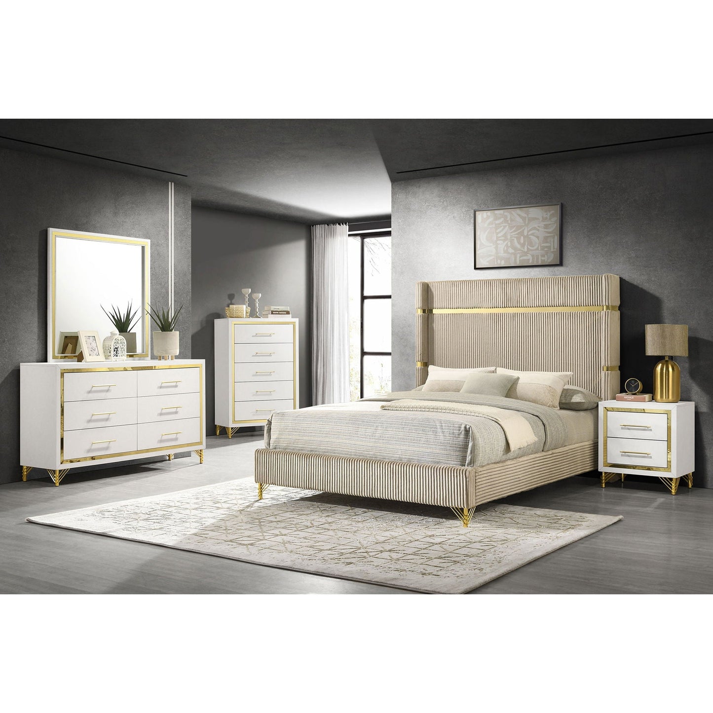 Malcolm Timeless Wingback Upholstered Bed