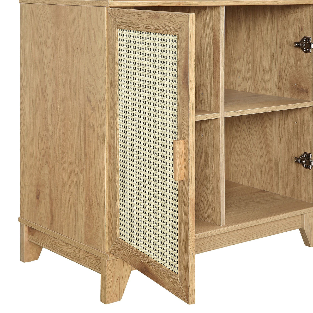 Sheridan Bookcase Cabinet with Modern Cane, light oak finish, 7 shelves by HouseOfZazla on Tampa Home & Garden Store