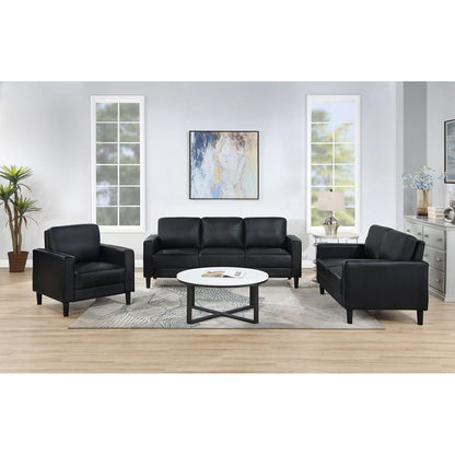 Weld 3pc Faux Leather Sofa Set with Wooden Legs