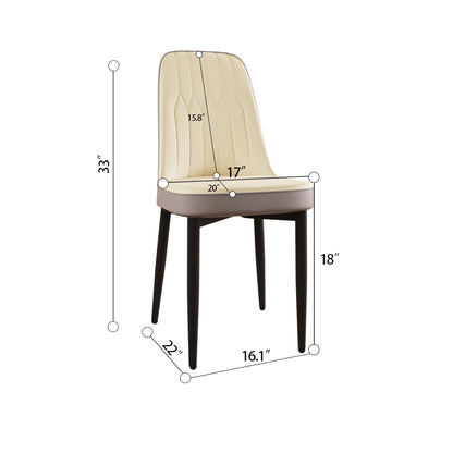 Cream cushioned dining chair with stitched back and black metal legs HouseOfZazla on Tampa Home & Garden Store