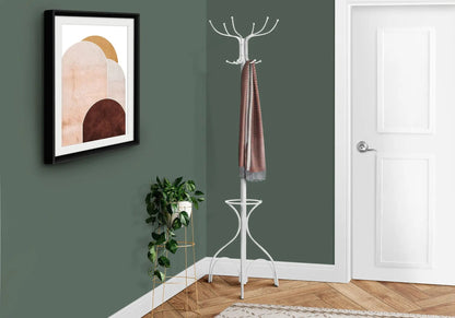 Coat rack hall tree freestanding with 12 hooks and umbrella holder white Unique Piece Furniture on Tampa Home & Garden Store