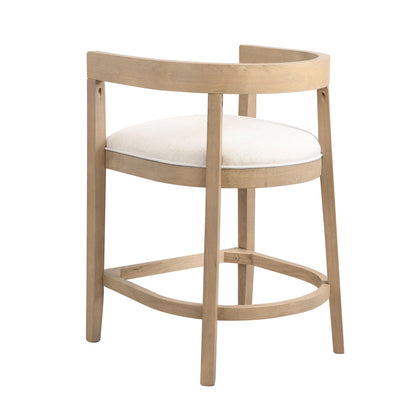 Modern rubberwood counter stool with upholstered beige seat and curved backrest HouseOfZazla bar stool on Tampa Home & Garden Store