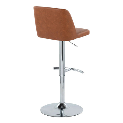 Toriano barstool set of 2, brown upholstery, swivel with rounded T footrest, chrome base on Tampa Home & Garden Store