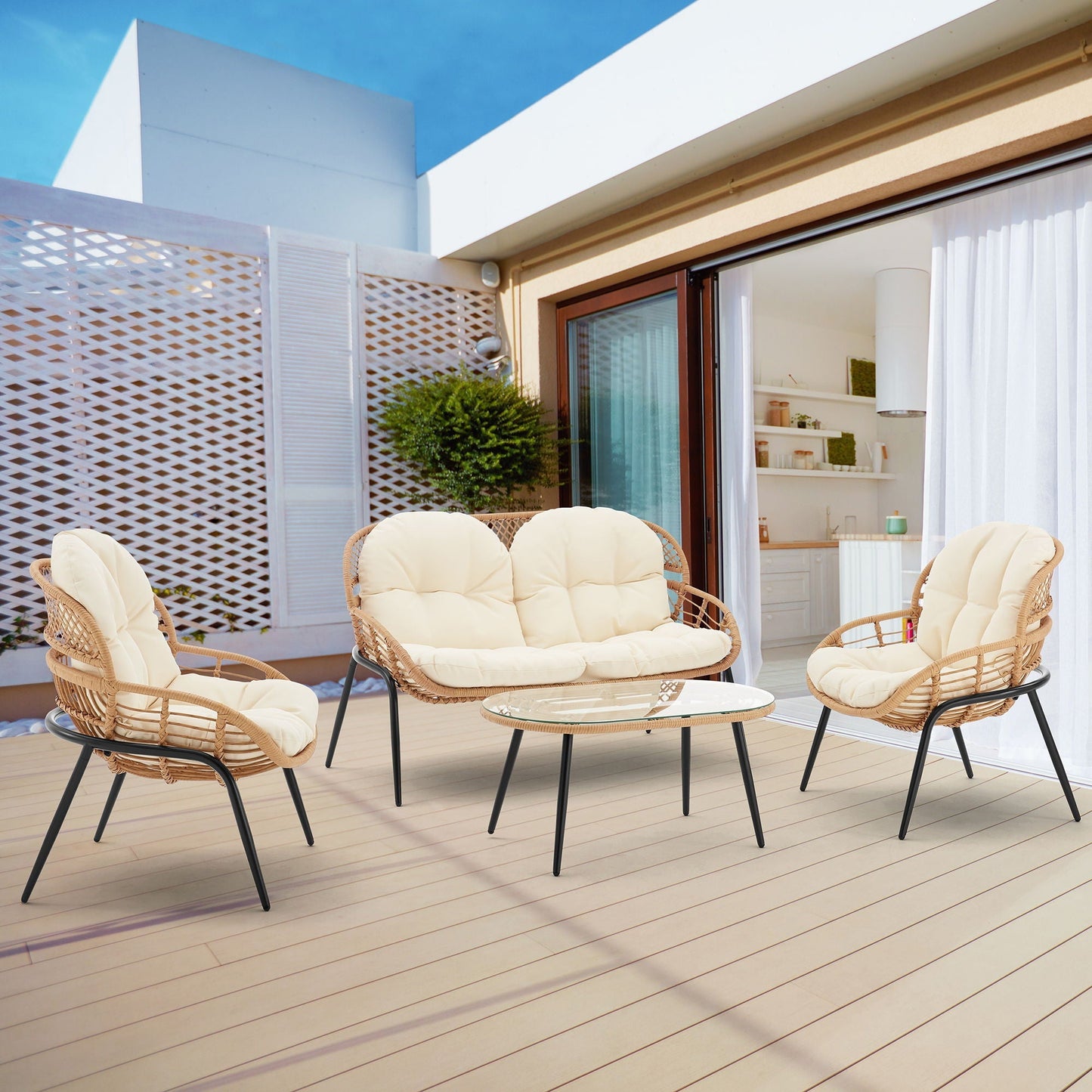 Modern Four Piece Outdoor Conversation Set