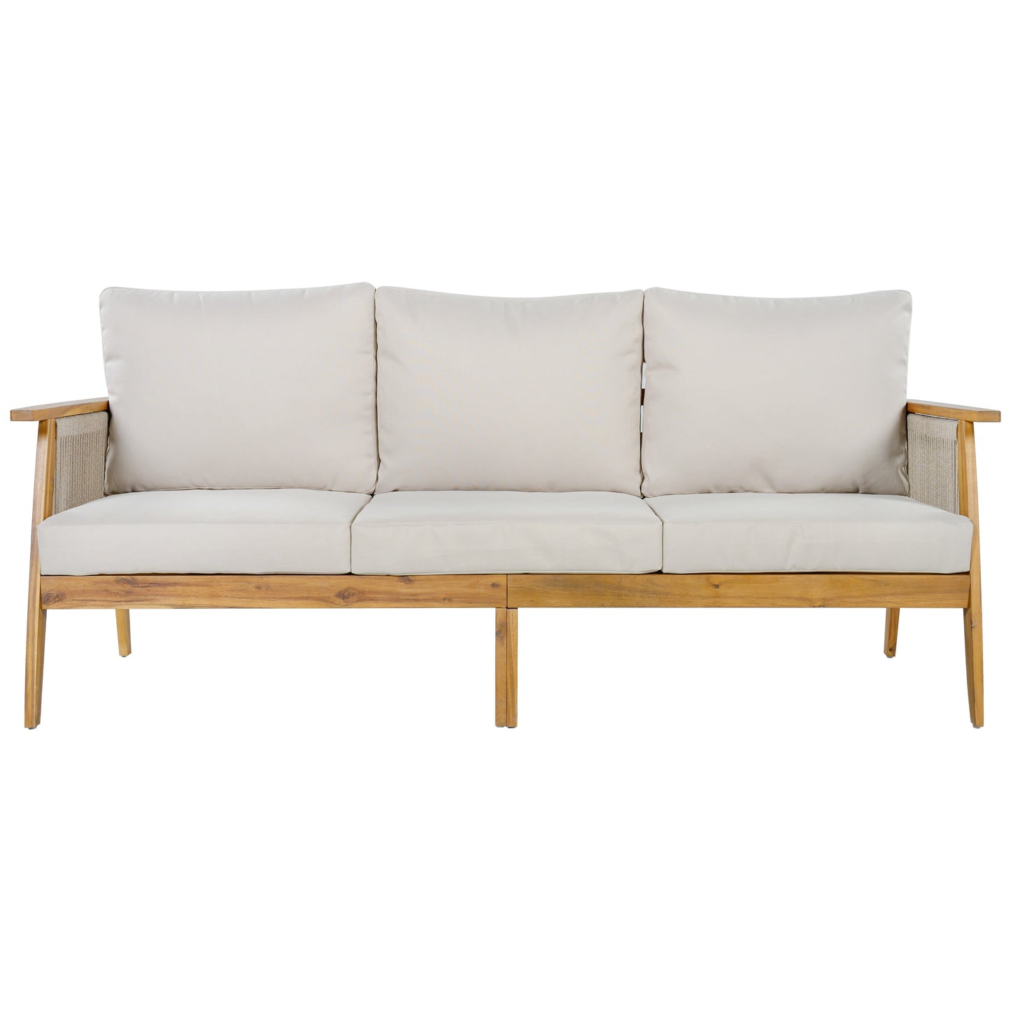 3 Seater Acacia and Rope Outdoor Patio Sofa