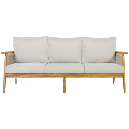 3 Seater Acacia and Rope Outdoor Patio Sofa