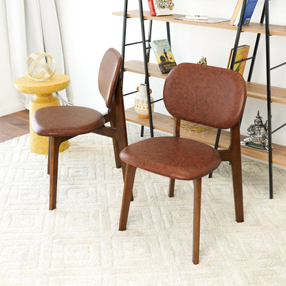 Kelsey Stylish Dining Chairs Set of 2 with brown leather seats by HouseOfZazla on Tampa Home & Garden Store