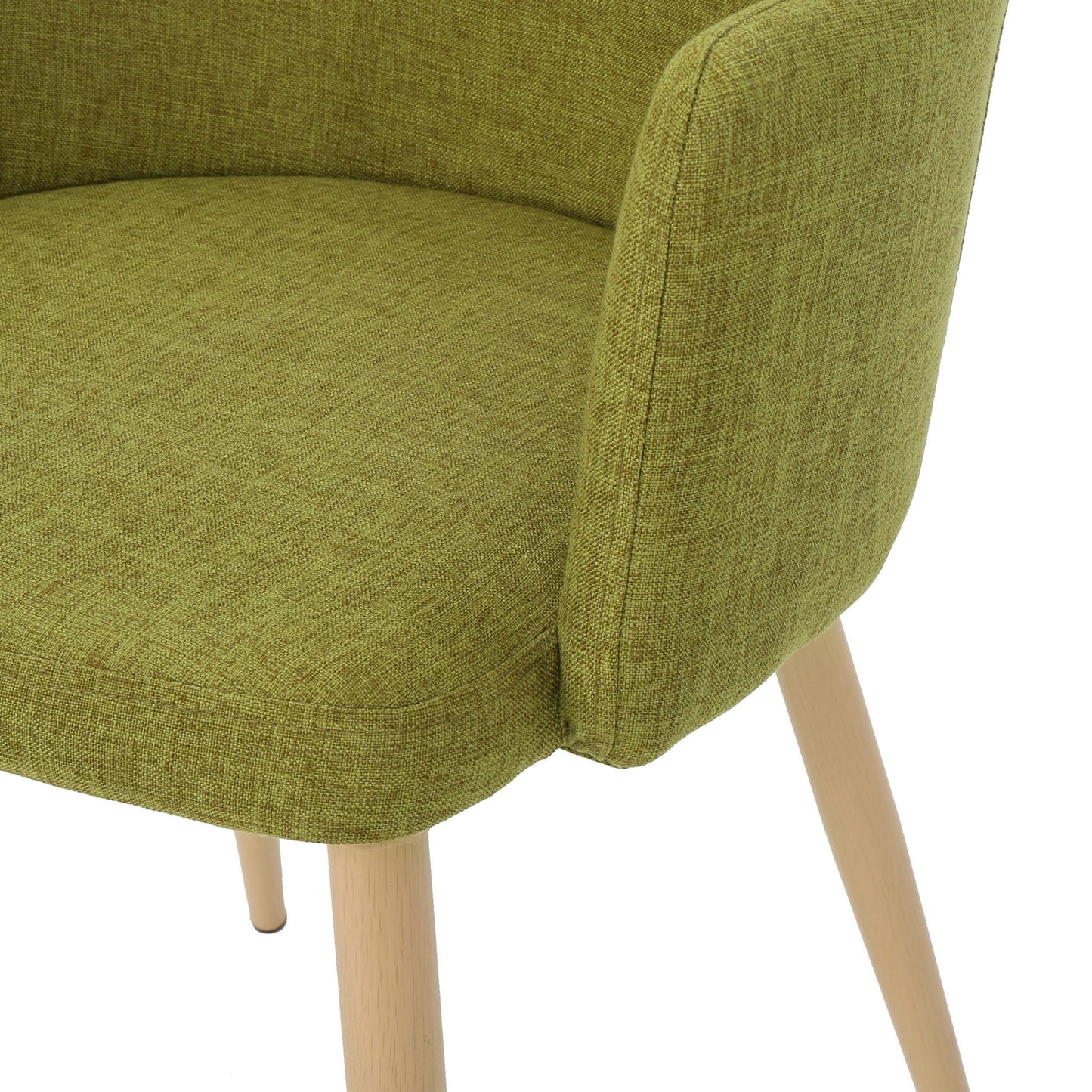 Elegant dining chair with contoured support in olive-green fabric and light wood legs on Tampa Home & Garden Store