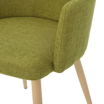 Elegant dining chair with contoured support in olive-green fabric and light wood legs on Tampa Home & Garden Store