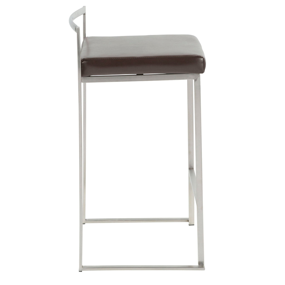 Contemporary stackable counter stool padded gray top brown seat chrome frame HouseOfZazla on Tampa Home & Garden Store
