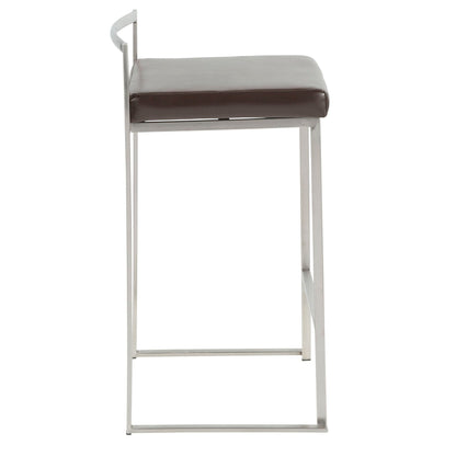 Contemporary stackable counter stool padded gray top brown seat chrome frame HouseOfZazla on Tampa Home & Garden Store