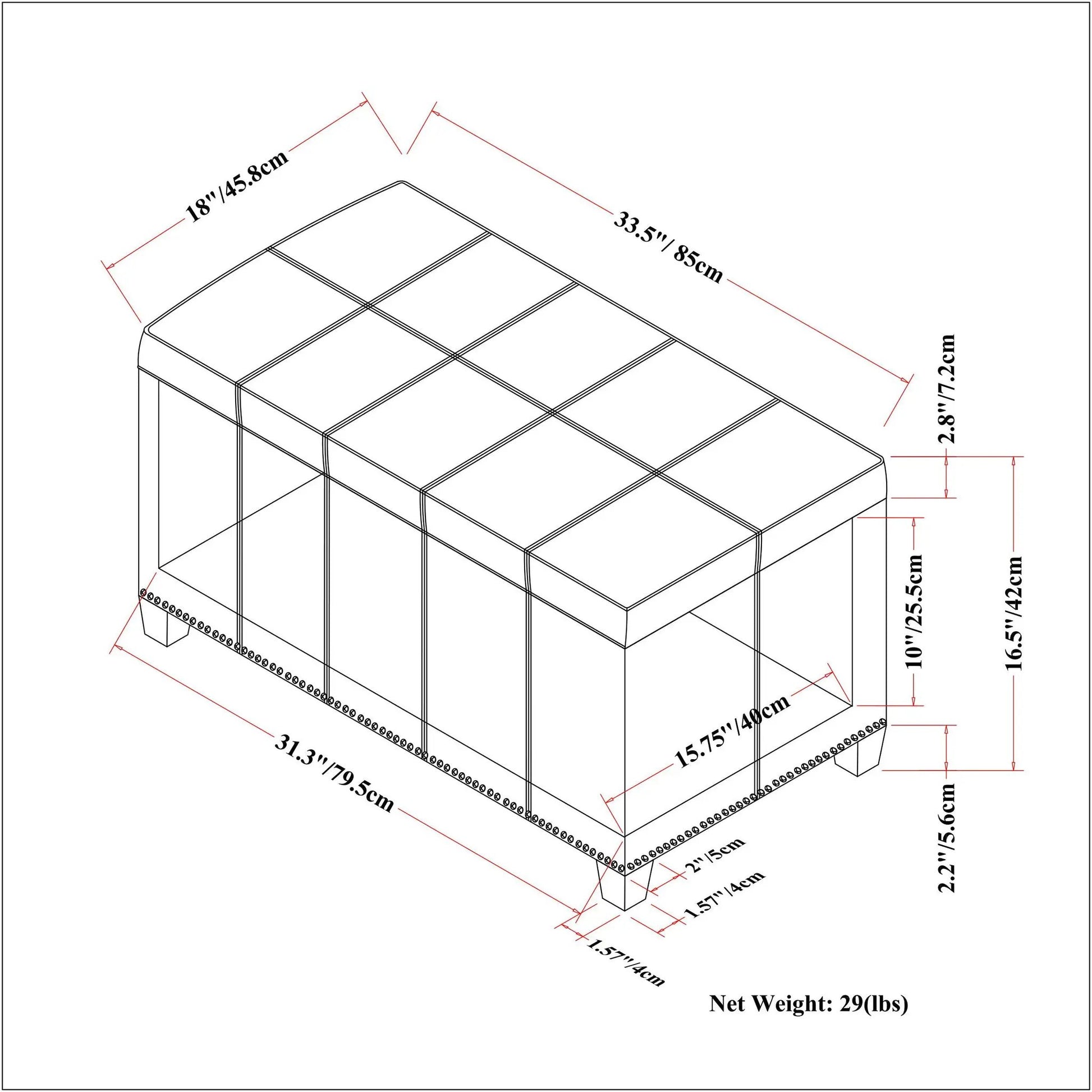 Amelia grid-tufted storage ottoman bench by Unique Piece Furniture with modular panels on Tampa Home & Garden Store