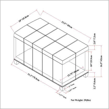 Amelia grid-tufted storage ottoman bench by Unique Piece Furniture with modular panels on Tampa Home & Garden Store