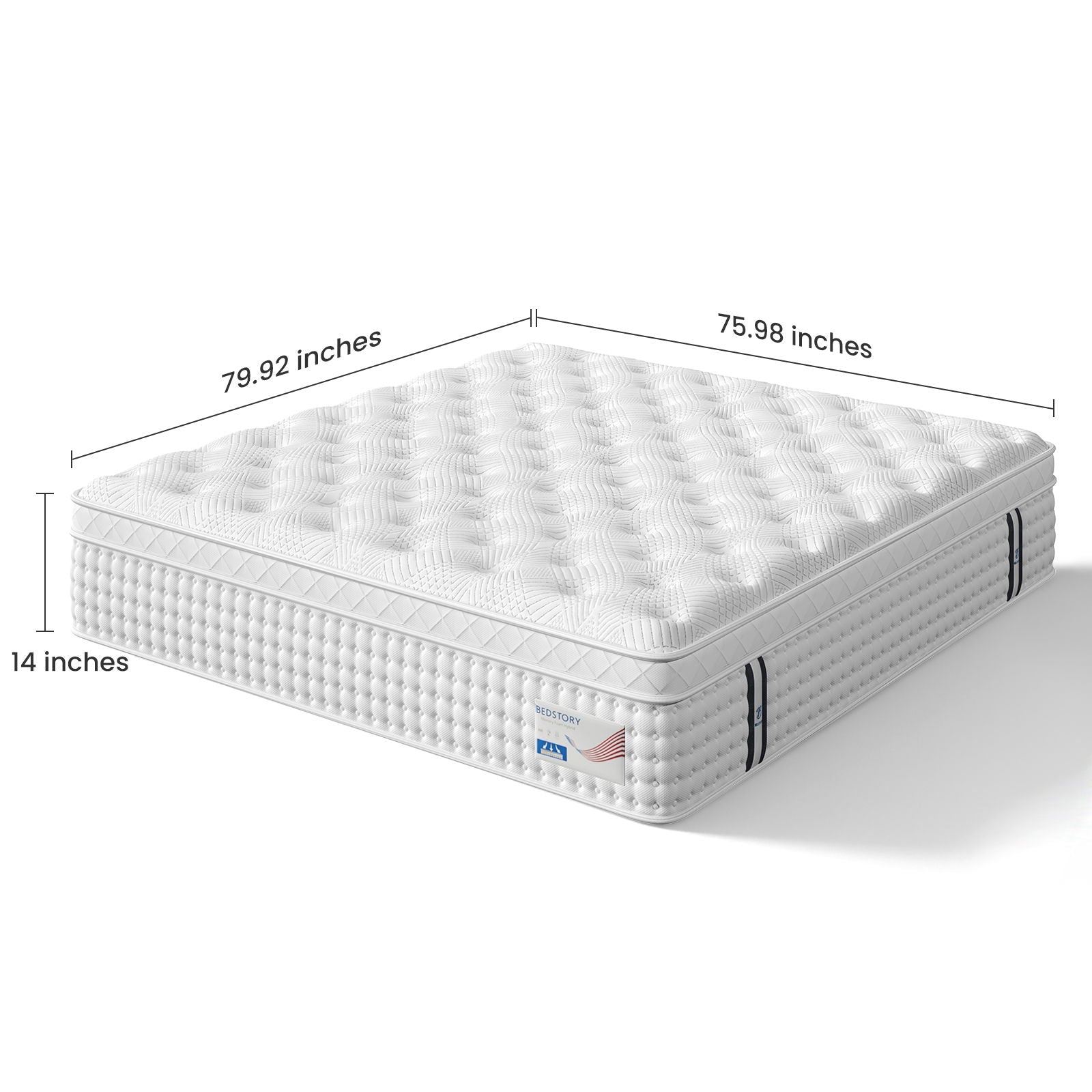 King Hybrid Mattress by HouseOfZazla 14-inch memory foam and pocket springs quilted cover on Tampa Home & Garden Store