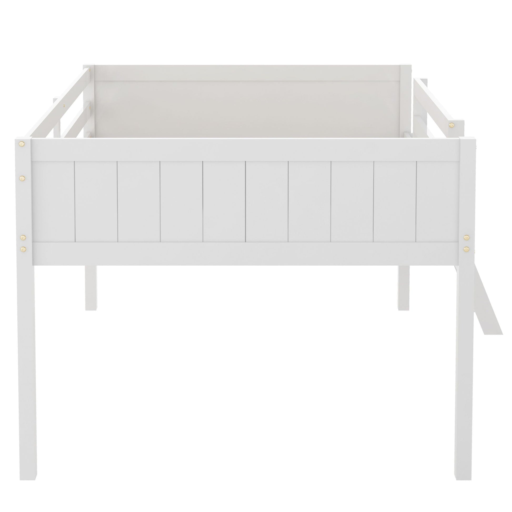 Low Loft Bed With Adjustable Ladder white wooden frame by HouseOfZazla on Tampa Home & Garden Store