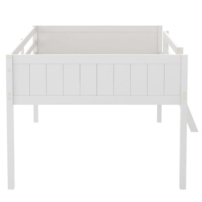 Low Loft Bed With Adjustable Ladder white wooden frame by HouseOfZazla on Tampa Home & Garden Store