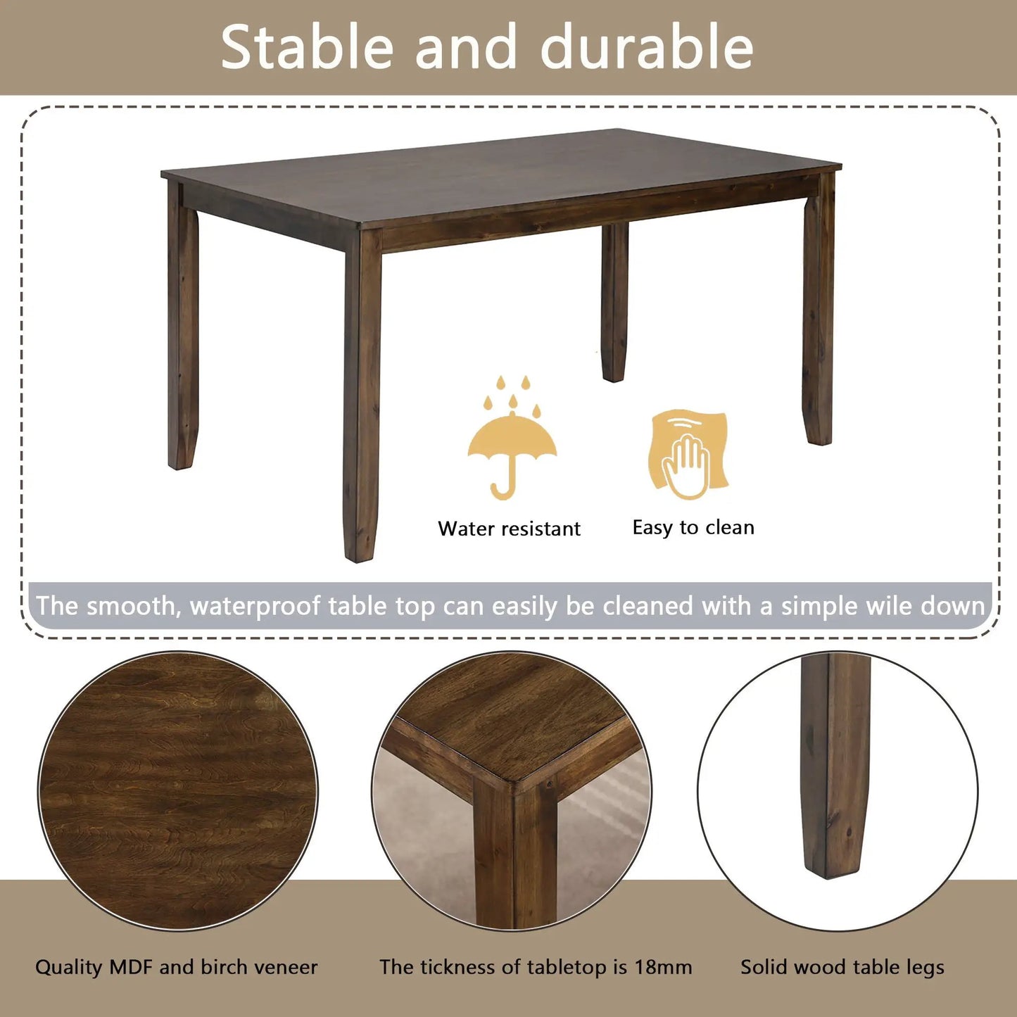 Rectangular dark wood dining table from Unique Piece Furniture, 6-piece kitchen dining set on Tampa Home & Garden Store