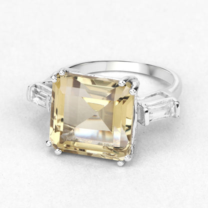 Ring with 11.45ct lemon quartz and white topaz accents in sterling silver band by Bids.com on Tampa Home & Garden Store