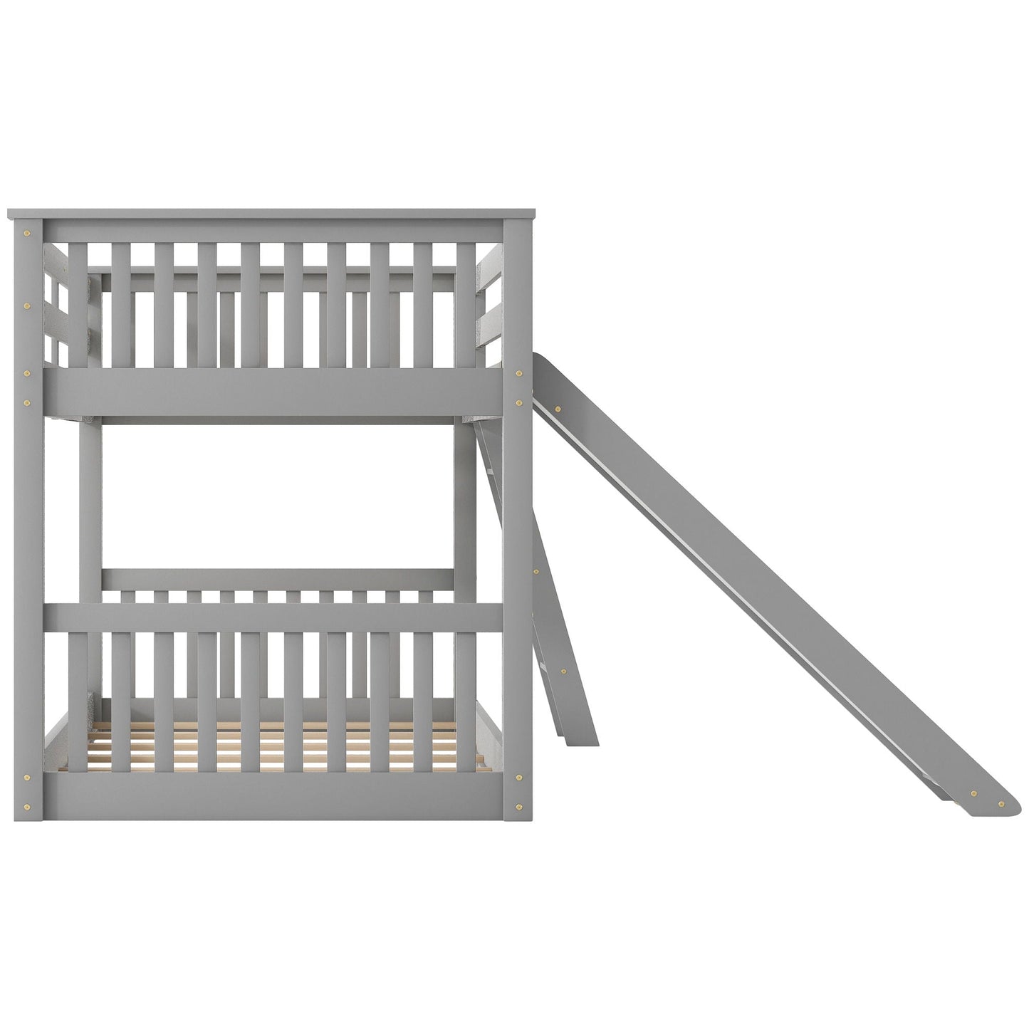 Bunk bed with gray finish, guardrails, slide and ladder by HouseOfZazla on Tampa Home & Garden Store