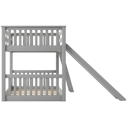 Bunk bed with gray finish, guardrails, slide and ladder by HouseOfZazla on Tampa Home & Garden Store