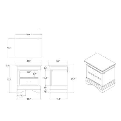 Charlston 5 Piece Bedroom Set with LED Headboard blueprint of bed, dresser, nightstands on Tampa Home & Garden Store