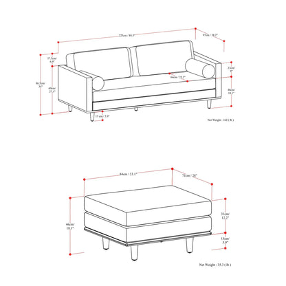 Morrison sofa and ottoman set 2-piece living room Unique Piece Furniture blueprint with dims on Tampa Home & Garden Store