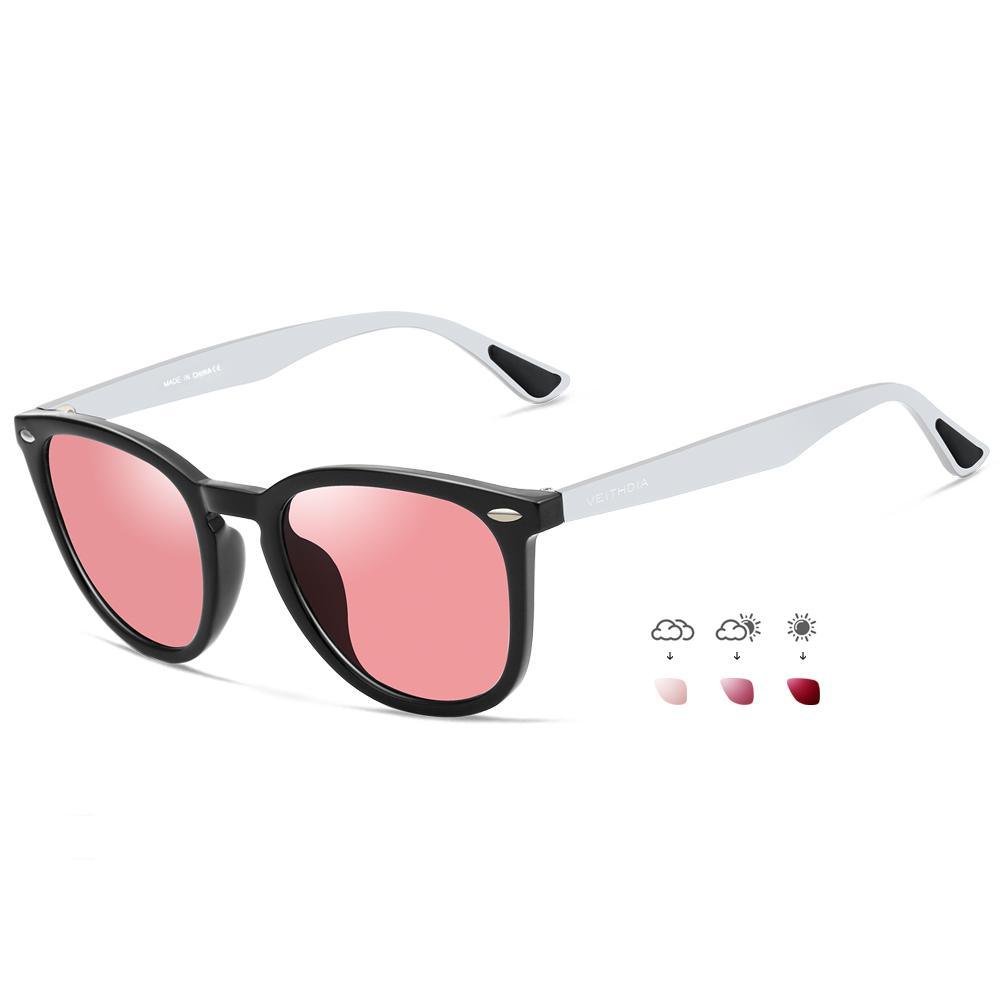 Stevvex sunglasses with aluminum TR90 frame, photochromic pink mirror lenses, unisex on Tampa Home & Garden Store