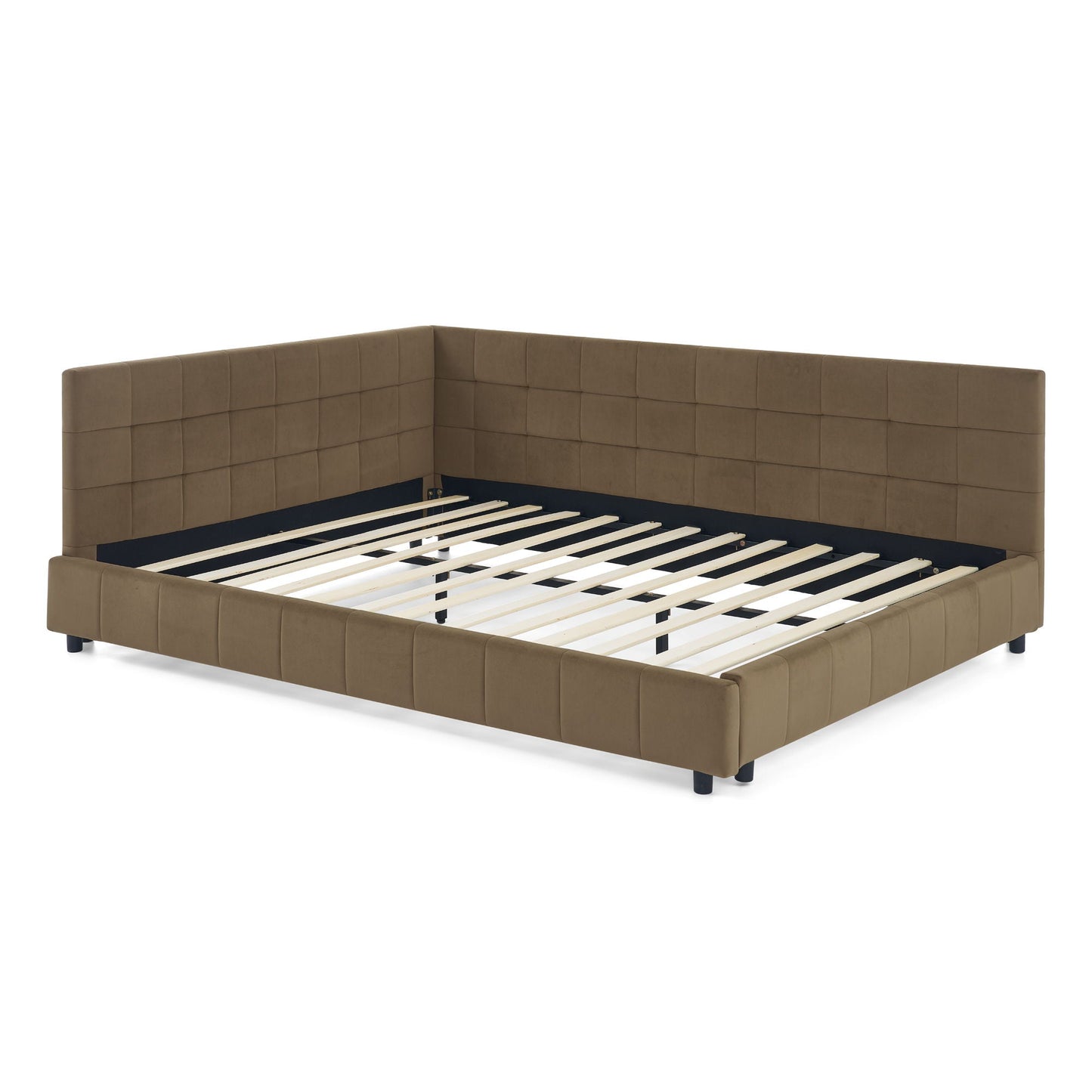 Mid Century Storage Upholstered Tufted Bed Frame
