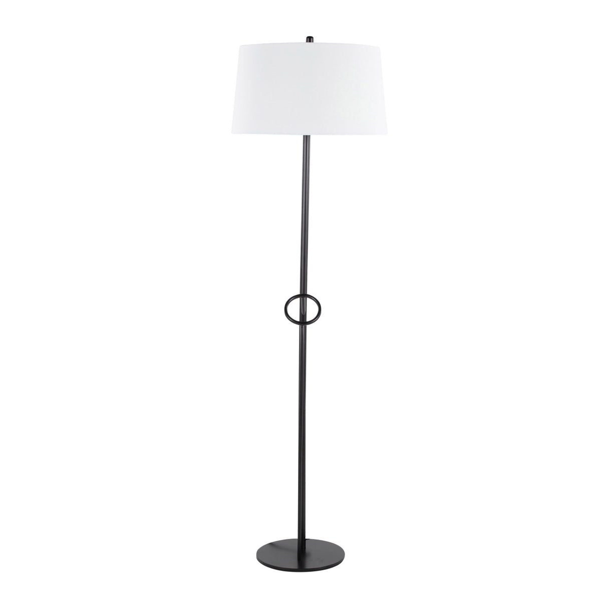 Shadow Contemporary Floor Lamp Black/White with white shade and slender stem round base on Tampa Home & Garden Store