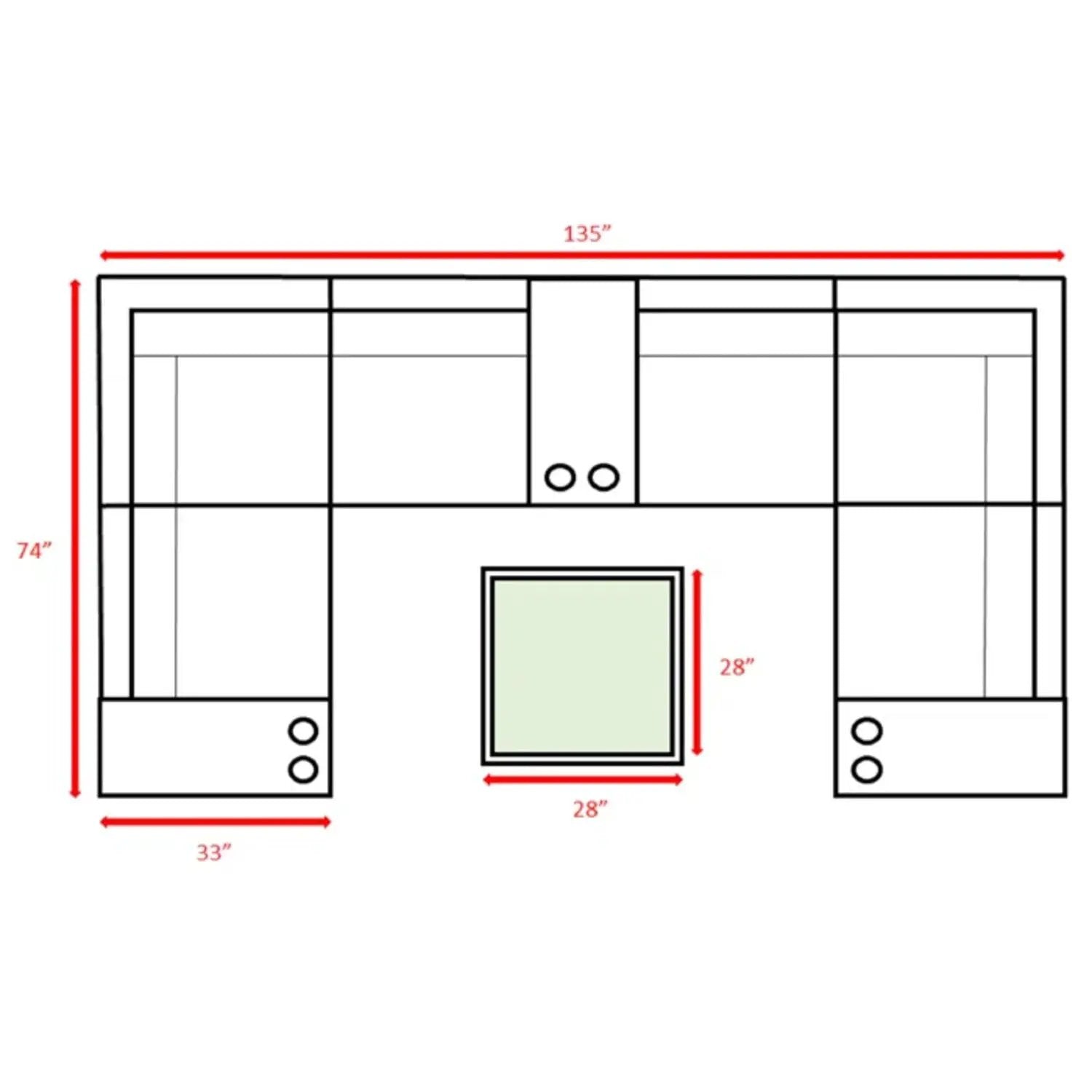 Patio Rattan Sectional Set with Cushions, 2-Piece Outdoor Sets by Unique Piece Furniture, 135in on Tampa Home & Garden Store