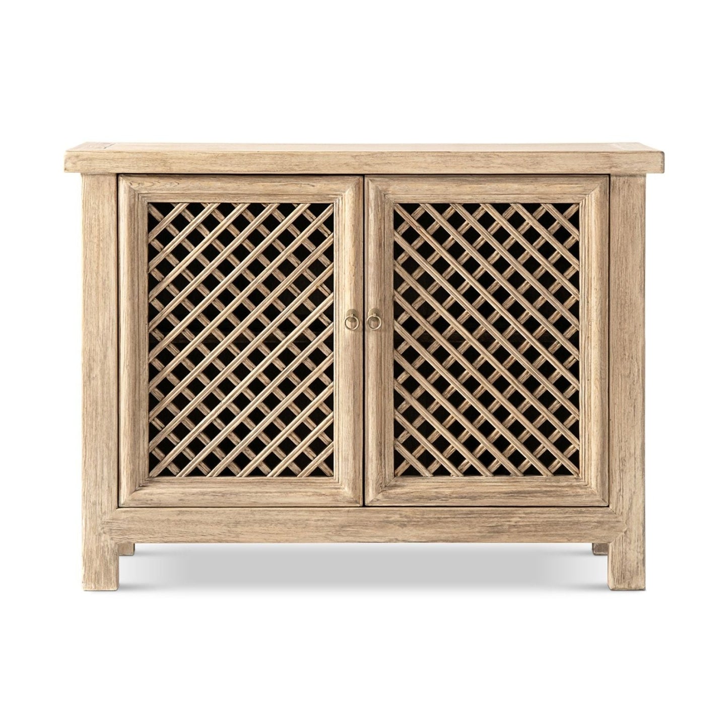 Arden 2-Door Accent Storage Cabinet natural wood with lattice doors by HouseOfZazla on Tampa Home & Garden Store
