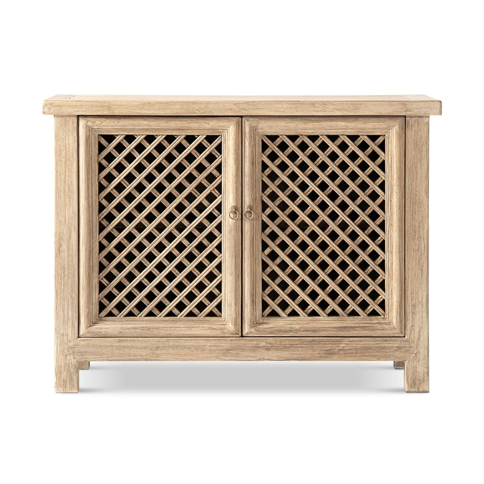 Arden 2-Door Accent Storage Cabinet natural wood with lattice doors by HouseOfZazla on Tampa Home & Garden Store