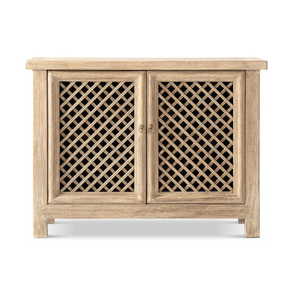 Arden 2-Door Accent Storage Cabinet natural wood with lattice doors by HouseOfZazla on Tampa Home & Garden Store