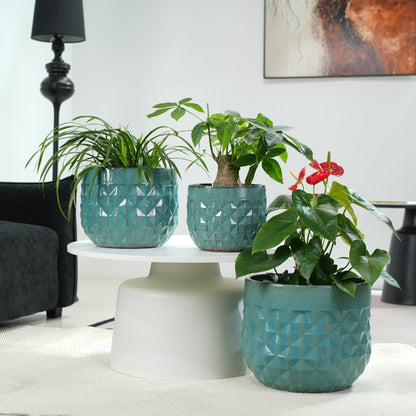 Vintage Turquoise Ceramic Planters Set of 3