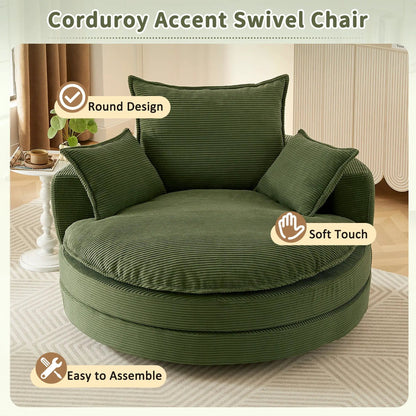 360 Degree Swivel Barrel Chair with Dual Cushions