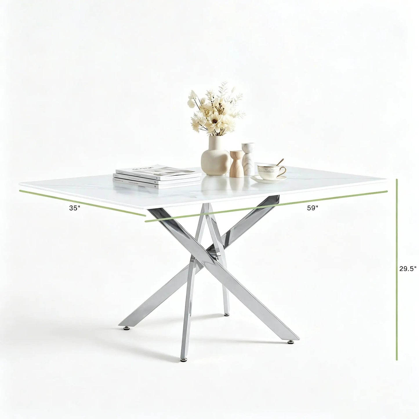 Modern Rectangular Dining Table with Metal Frame