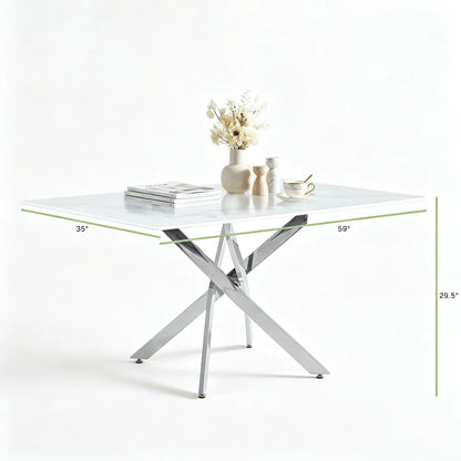 Modern Rectangular Dining Table with Metal Frame