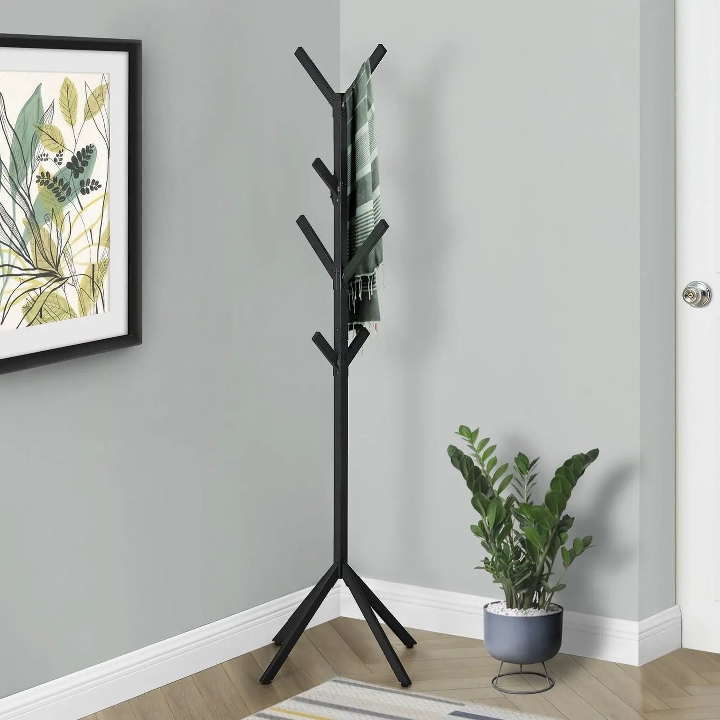 Coat rack hall tree with 8 black metal hooks in contemporary style Unique Piece Furniture on Tampa Home & Garden Store